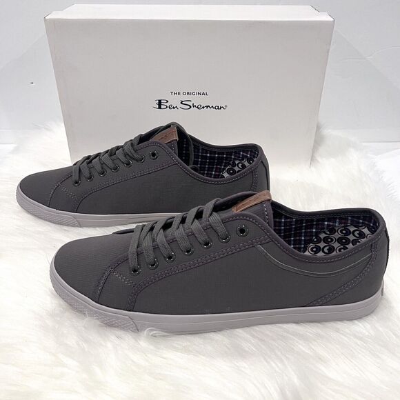 Ben Sherman Men’s Conall Lo Sneakers Charcoal Nylon Size 11.5 - Picture 5 of 12